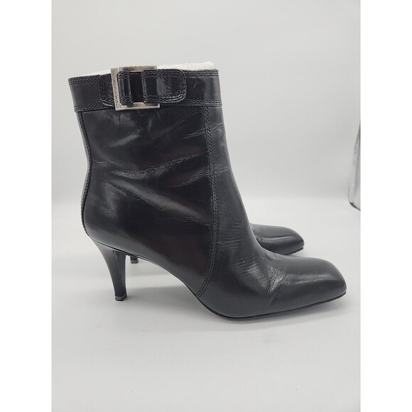 Calvin Klein Womens 8M Heeled Ankle Boots Neeko Kidskin Black Leather E7101  EUC - Picture 7 of 13